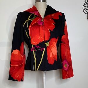 Linda Allard x Ellen Tracy Bold Poppy Print Jacket Sz 6/8